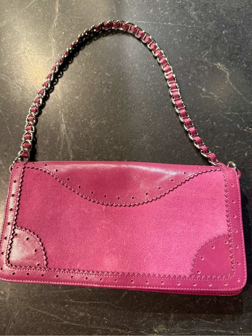 Women's Fuchsia Chain Shoulder Bag